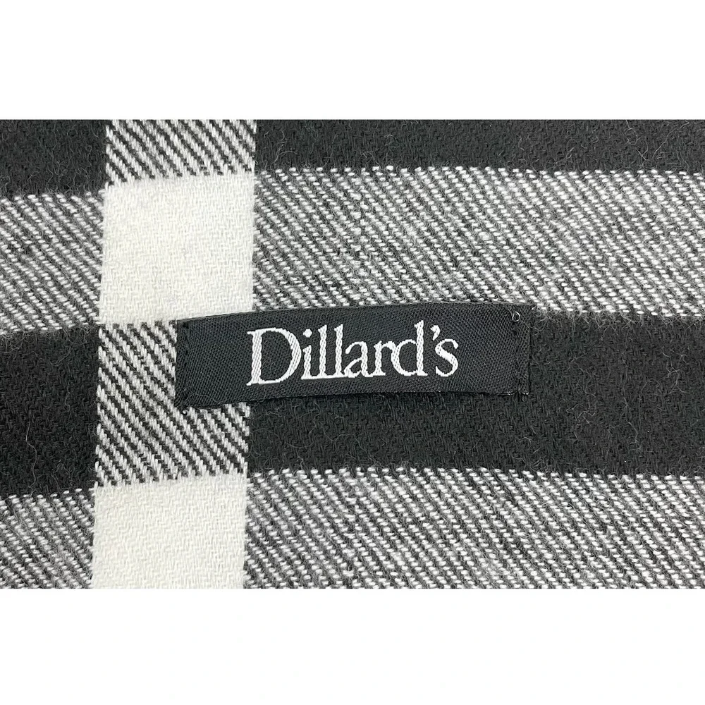 Dillards Plaid Fringe Scarf Black Gray Red‎ Tartan Nova Check Winter Wrap Unisex